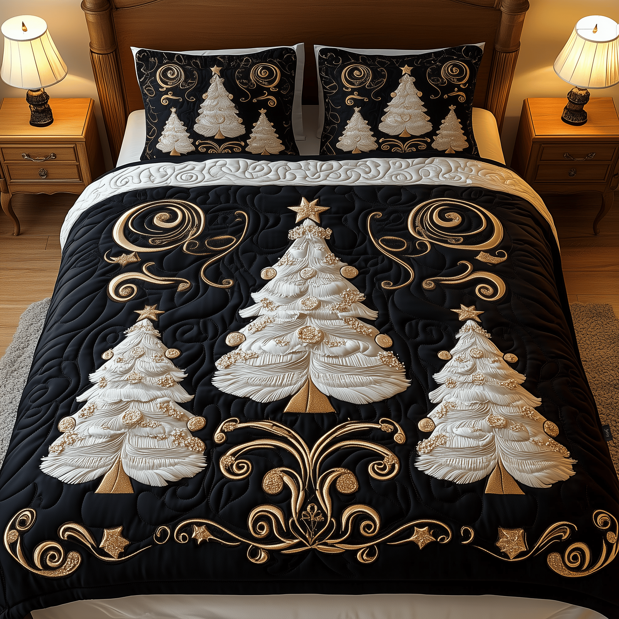 Elegant Christmas Tree Quilted Bedding Set Xmas Bedspreads Unique Christmas Gifts