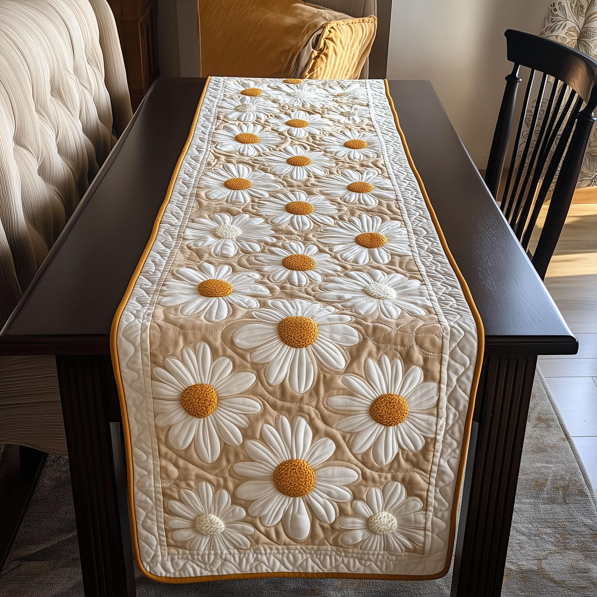 Elegant Daisy Quilted Table Runner Unique Table Runner Ideas Nice Mother's Day Gifts