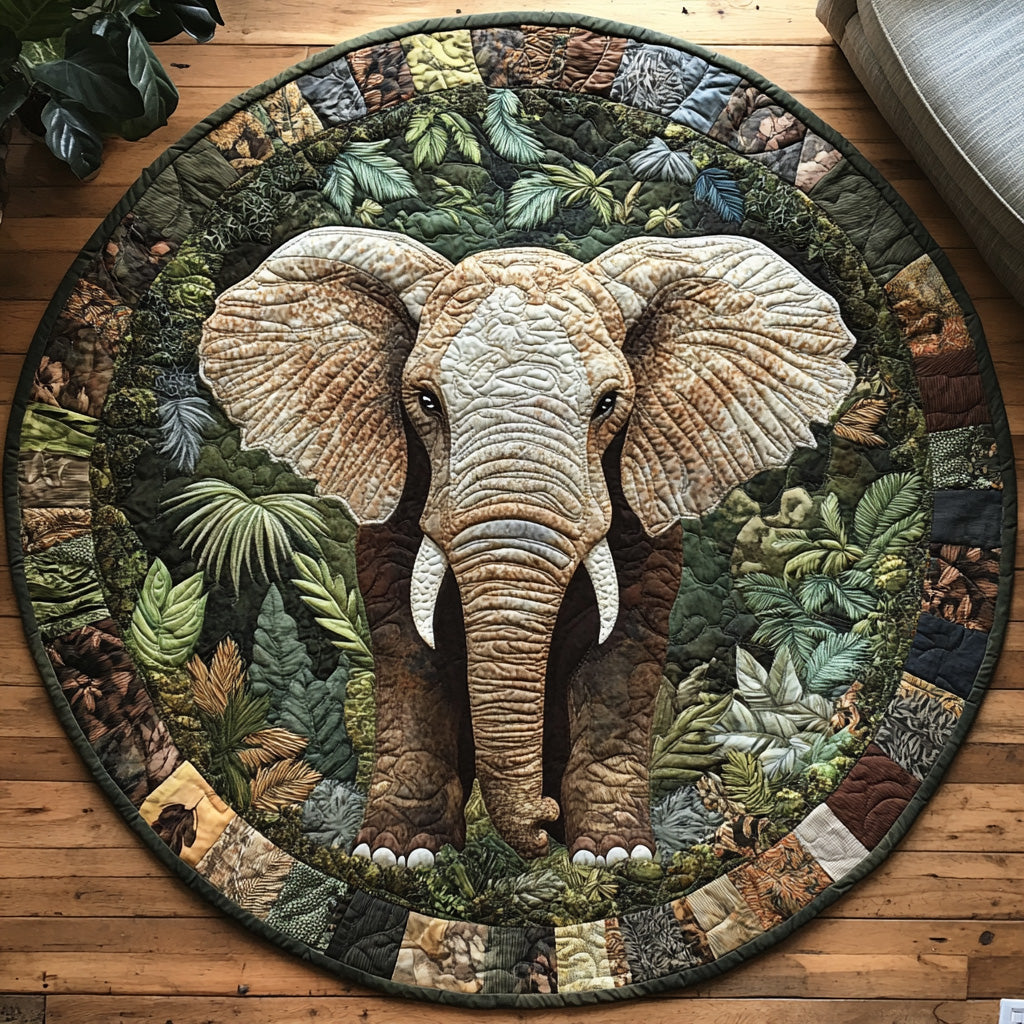 Elegant Elephant Quilted Round Mat Round Matts Elephant Gifts For Him