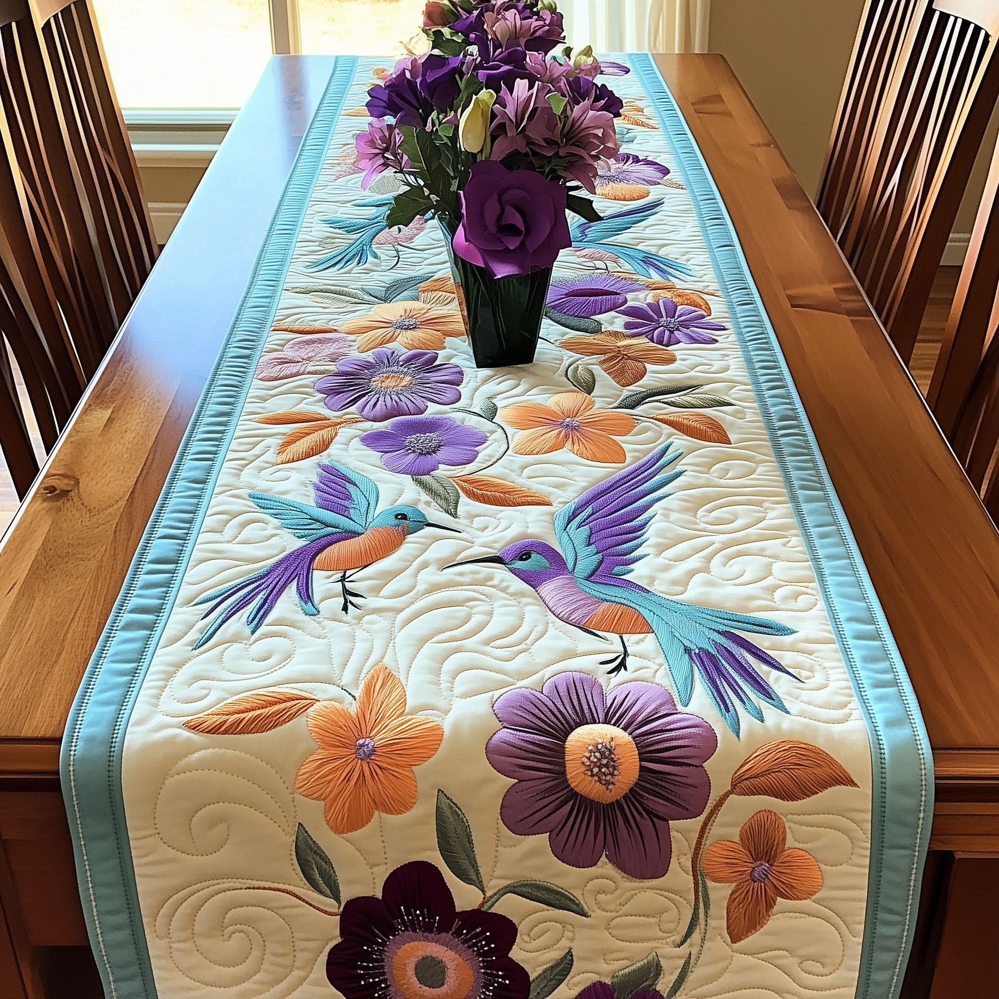 Elegant Hummingbird Quilted Table Runner Holiday Themed Table Runners Best Family Christmas Gifts