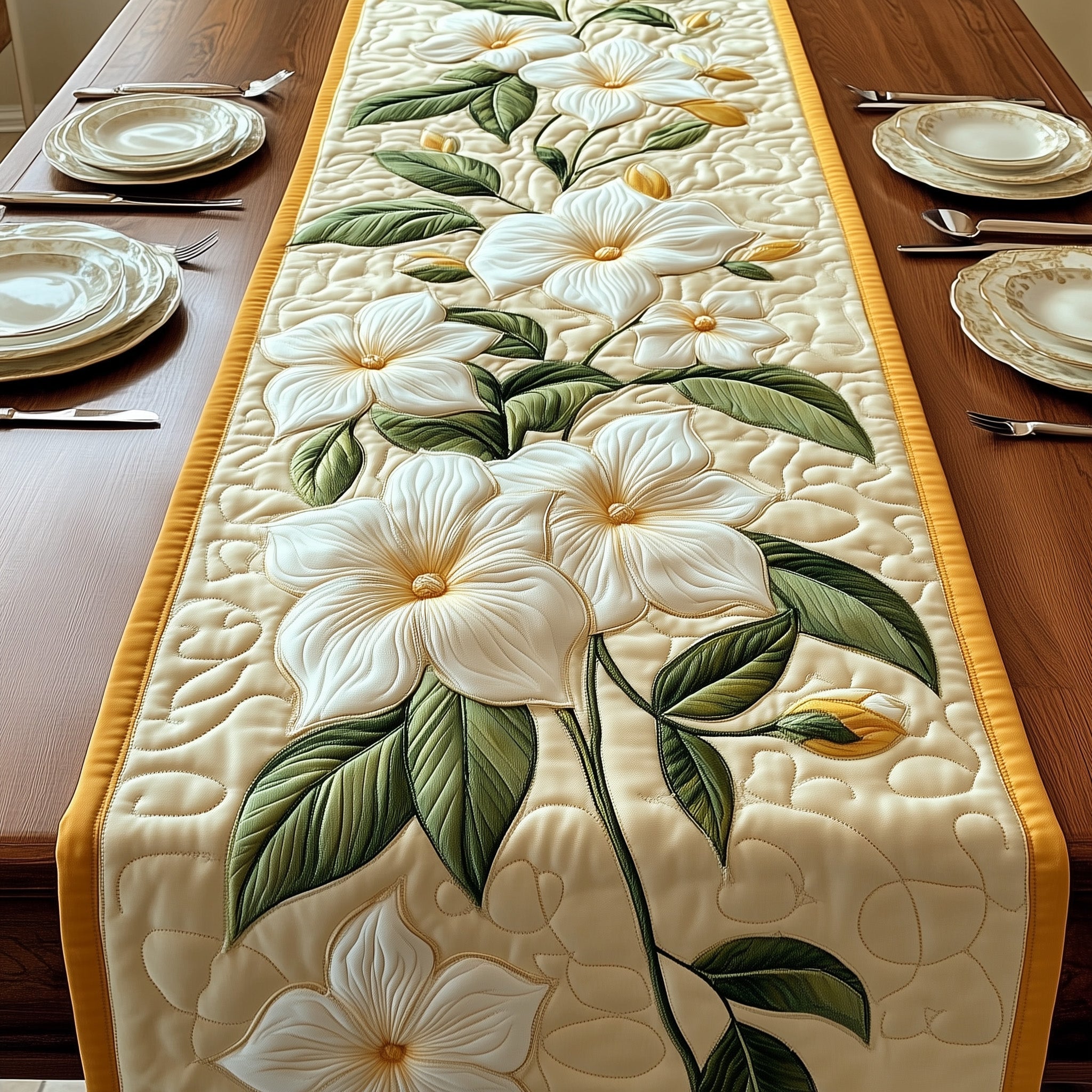 Elegant Jasmine Quilted Table Runner Dining Table Decor Ideas Best Gift Ideas For Mom