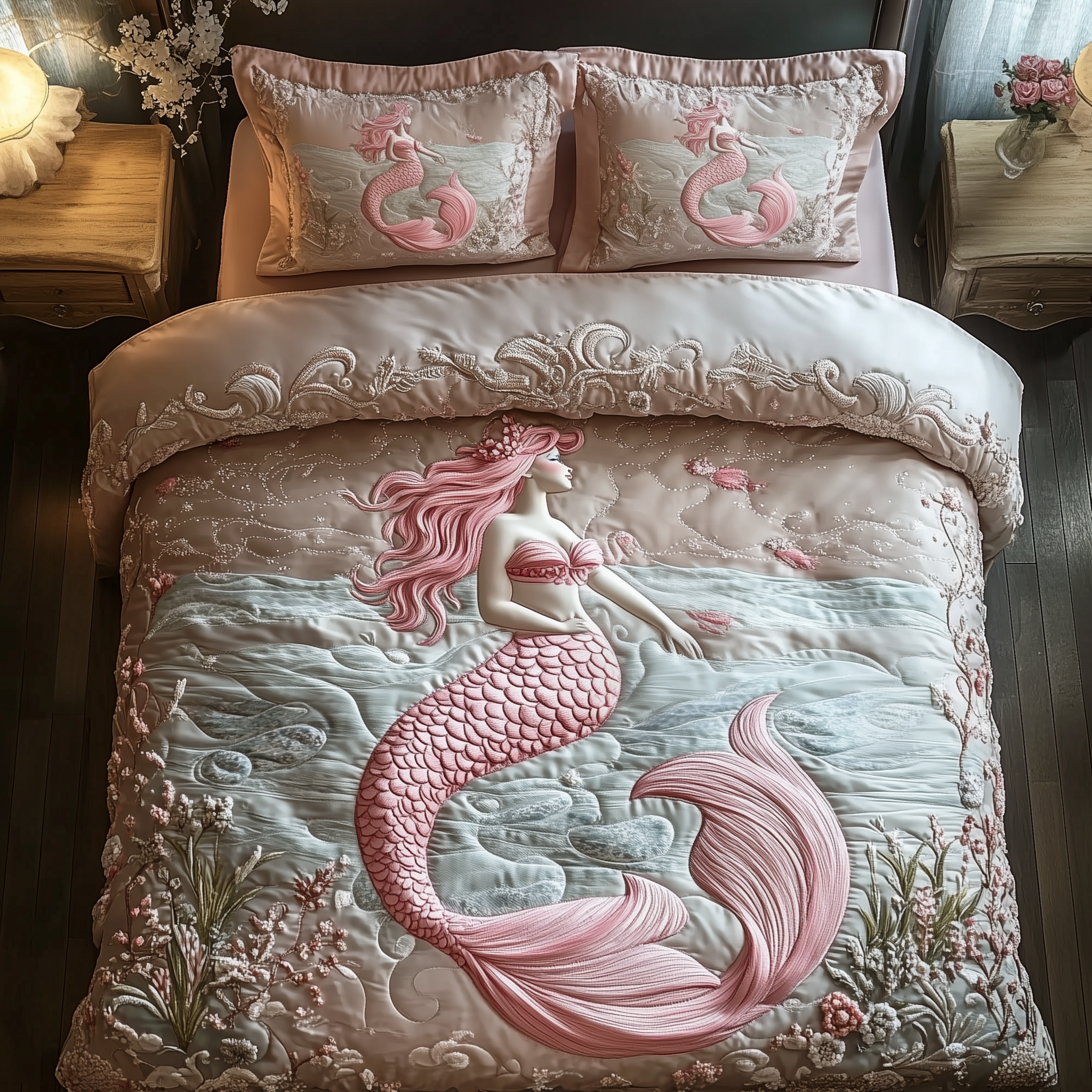 Elegant Mermaid Quilted Bedding Set Cozy Bedroom Ideas Last Minute Gifts For Mom