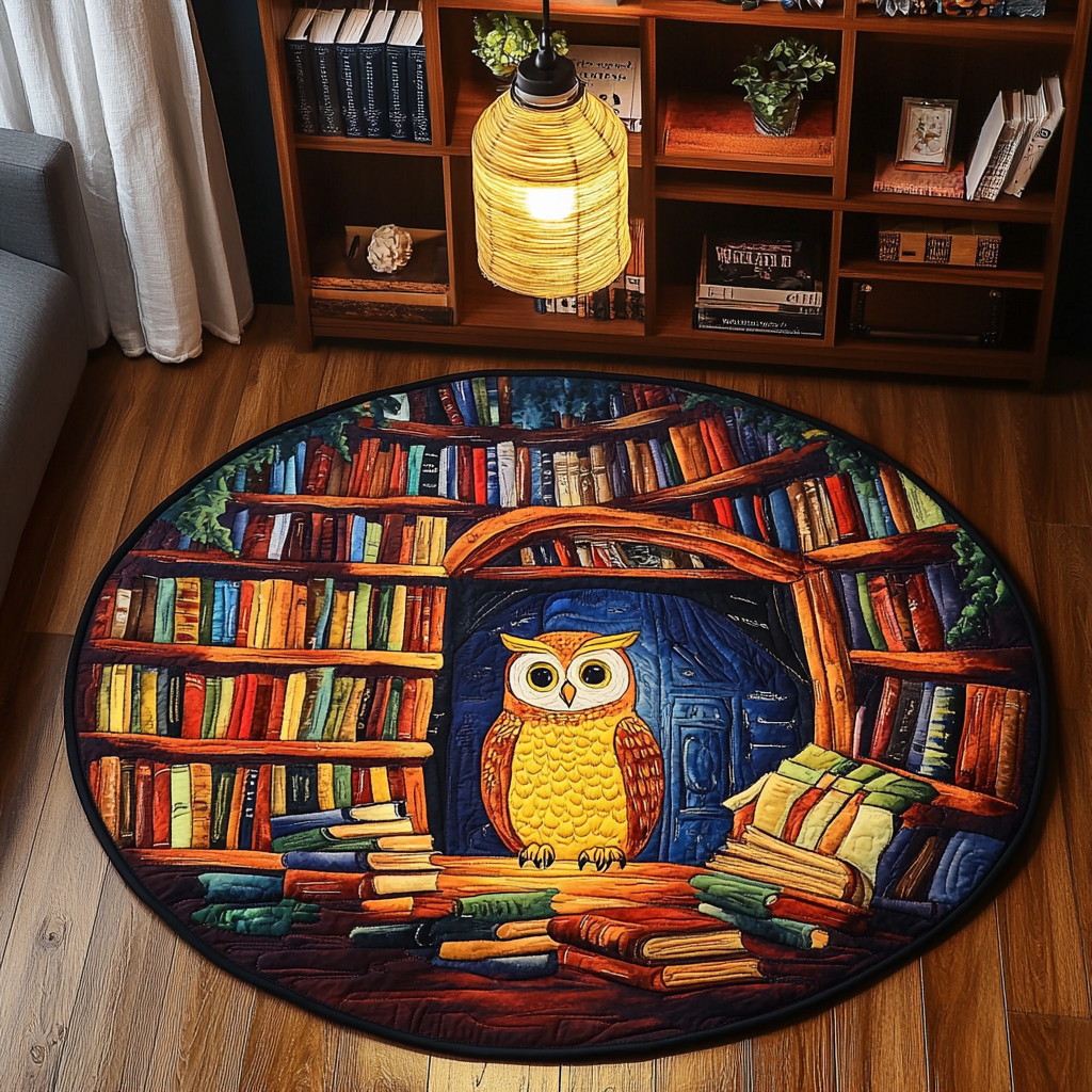 Elegant Owl Quilted Round Mat Round Mats For Floor Stepdad Gifts For Father's Day