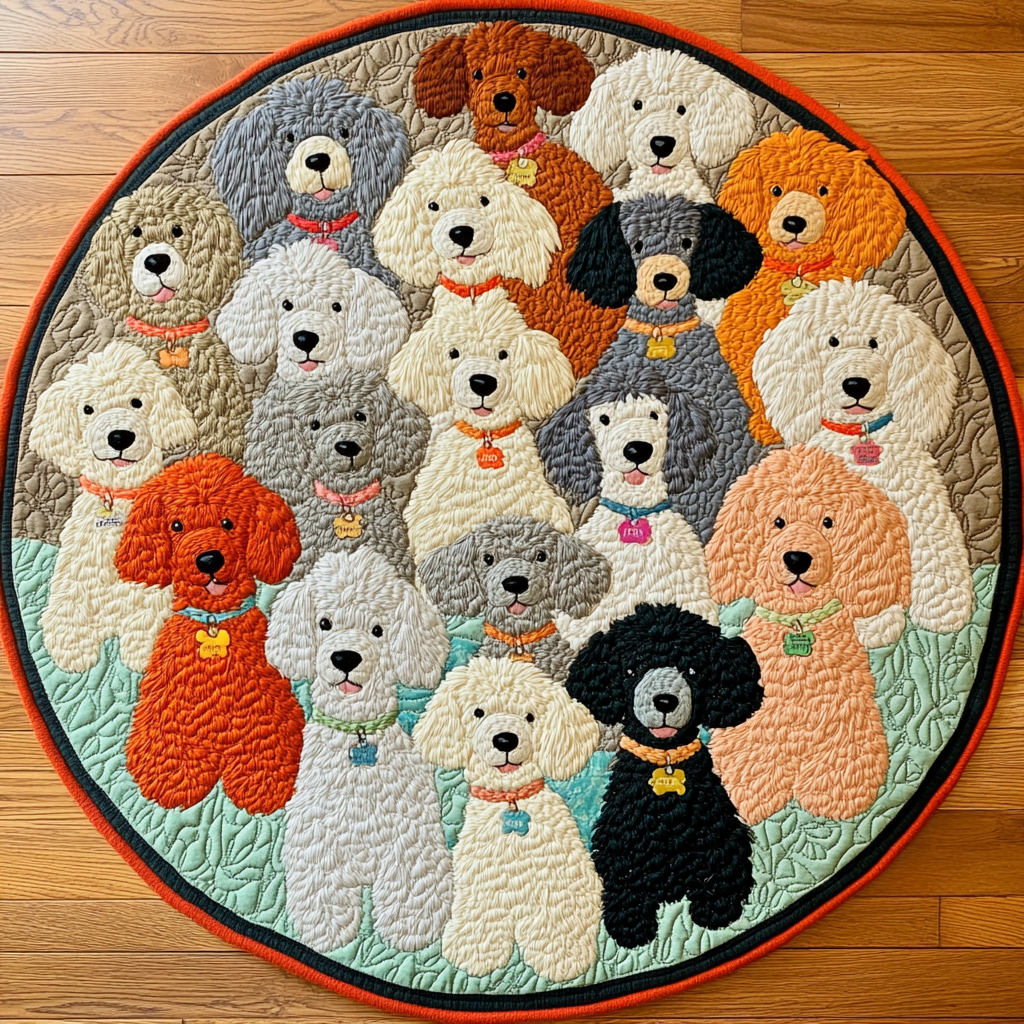 Elegant Paws Quilted Round Mat Large Round Mat Unique Gifts For Dog Lovers