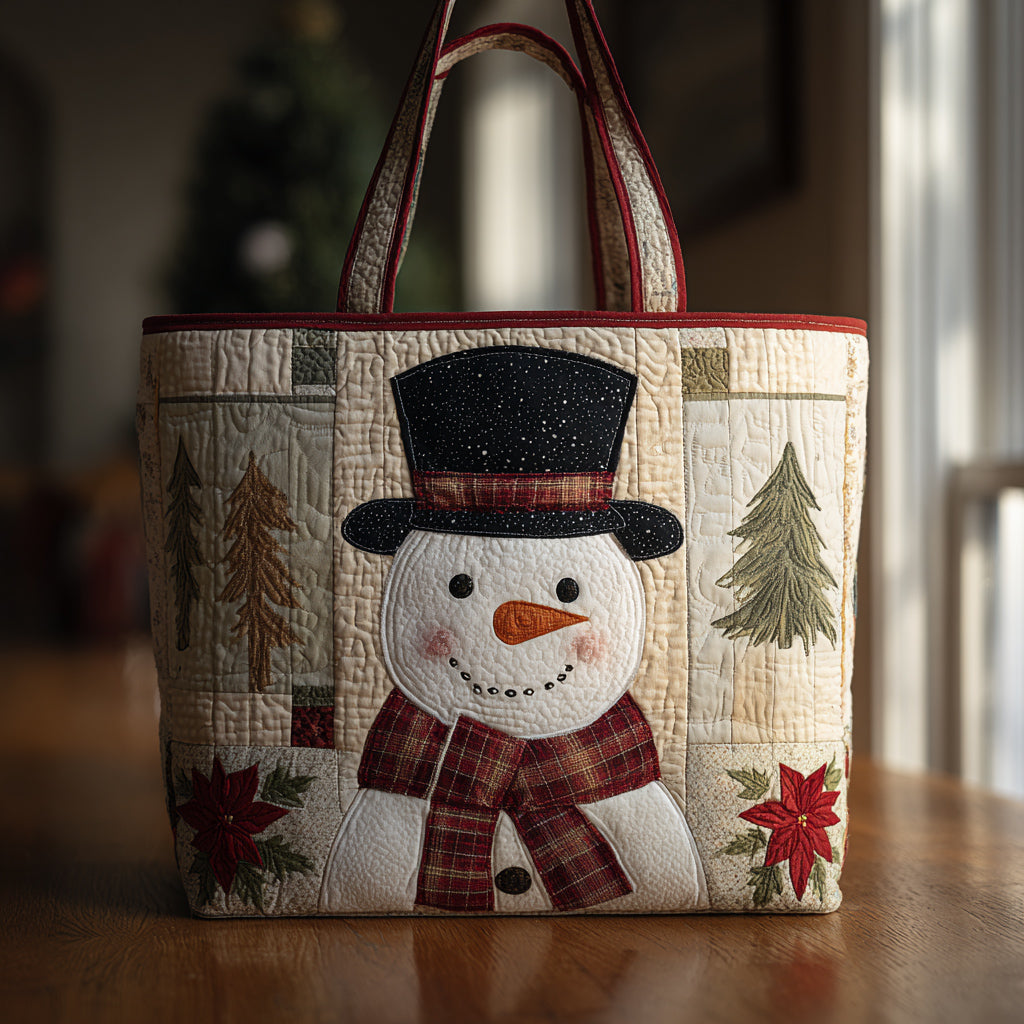 Elegant Snowman Quilted Tote Bag Perfect Tote Bag Christmas Gift Ideas For Him