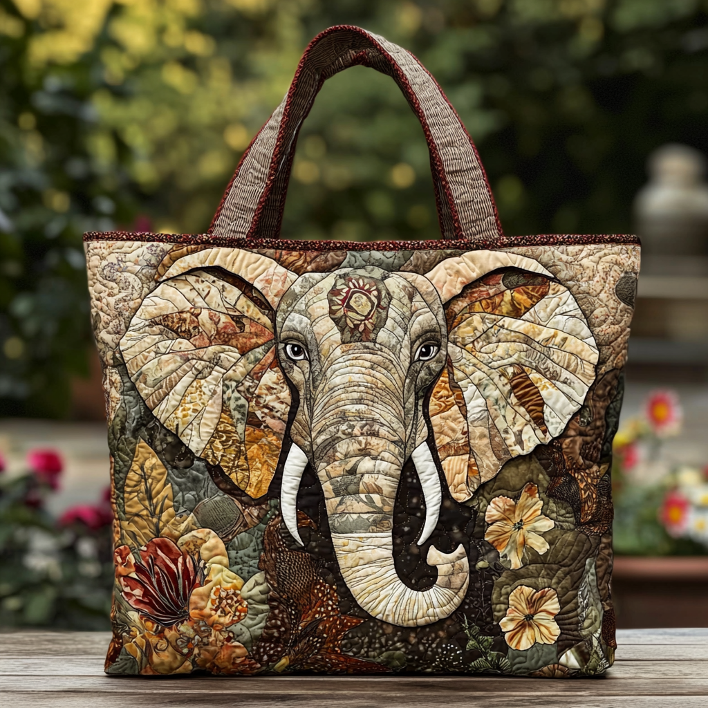 Elephant Charm Quilted Tote Bag Best Everyday Shoulder Bag Gifts For Busy Moms