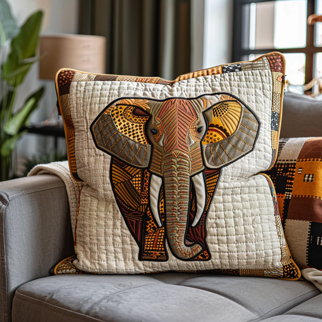 Elephant Eden Quilted Pillow Case Couch Pillow Cover Gifts Idea For Mom