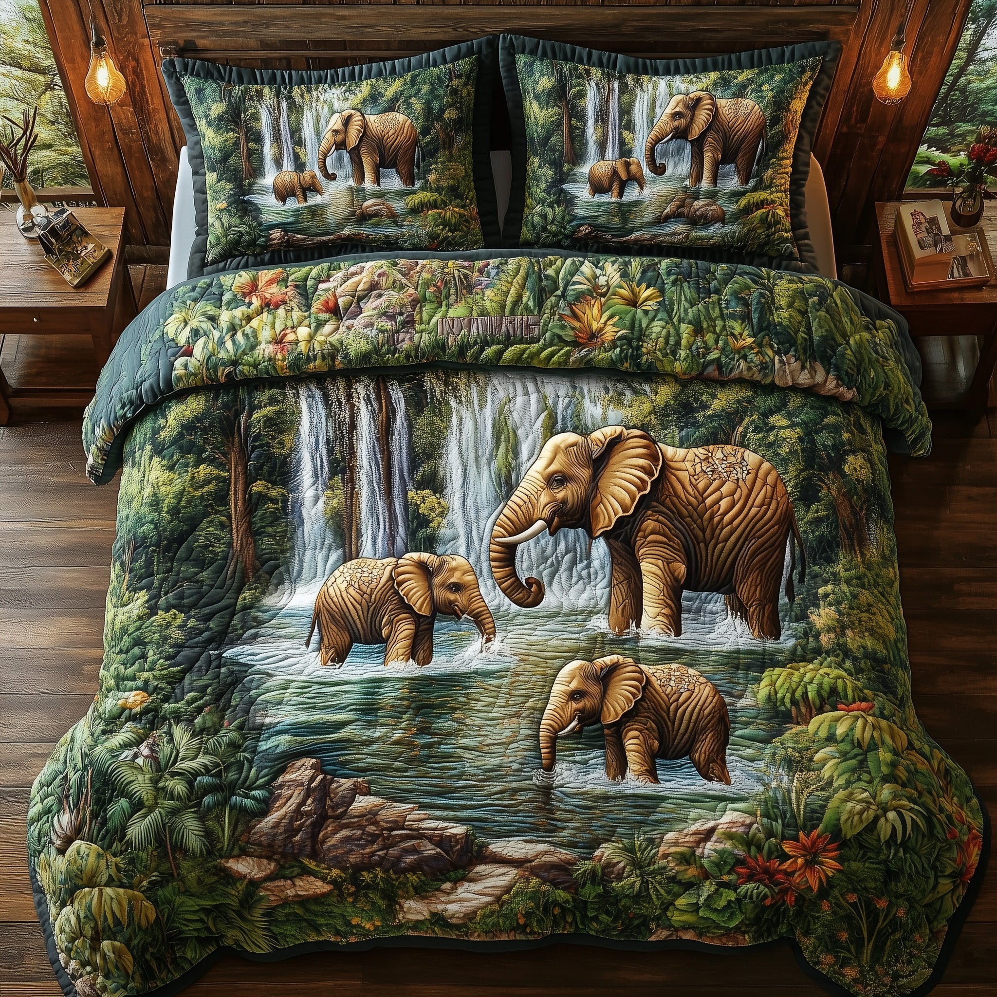 Elephant Family Quilted Bedding Set Best Fitted Sheets Black Women Melanin Gifts
