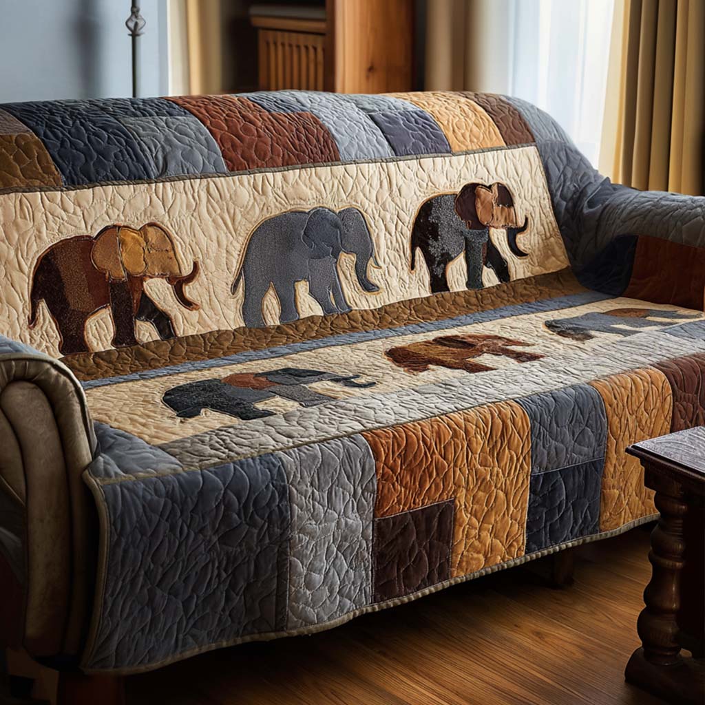 Elephant Family Quilted Sofa Cover Living Room Sofa Covers Presents For Elephant Lovers