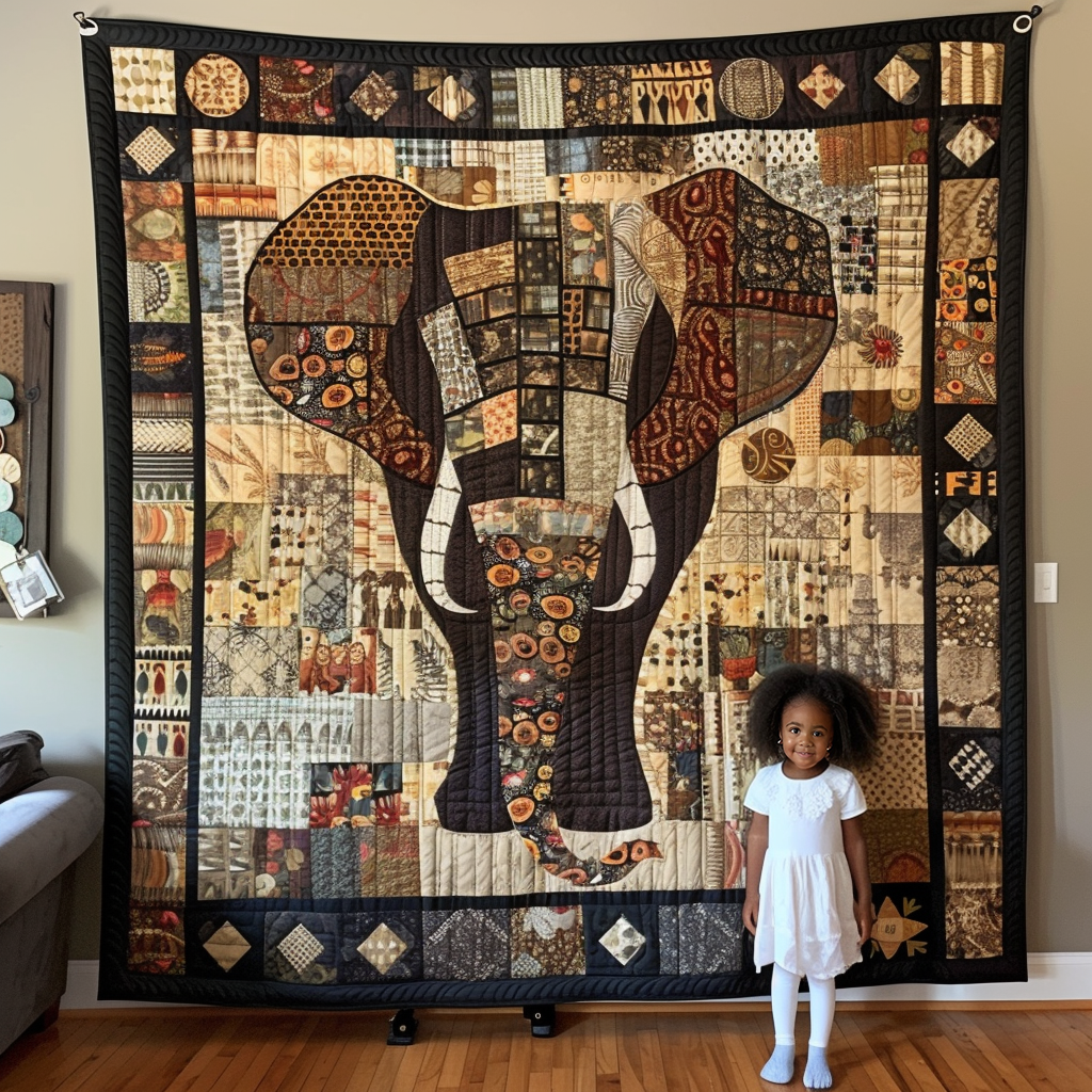 Elephant Forest Quilted Blanket Bed Decor Unique Elephant Themed Gifts