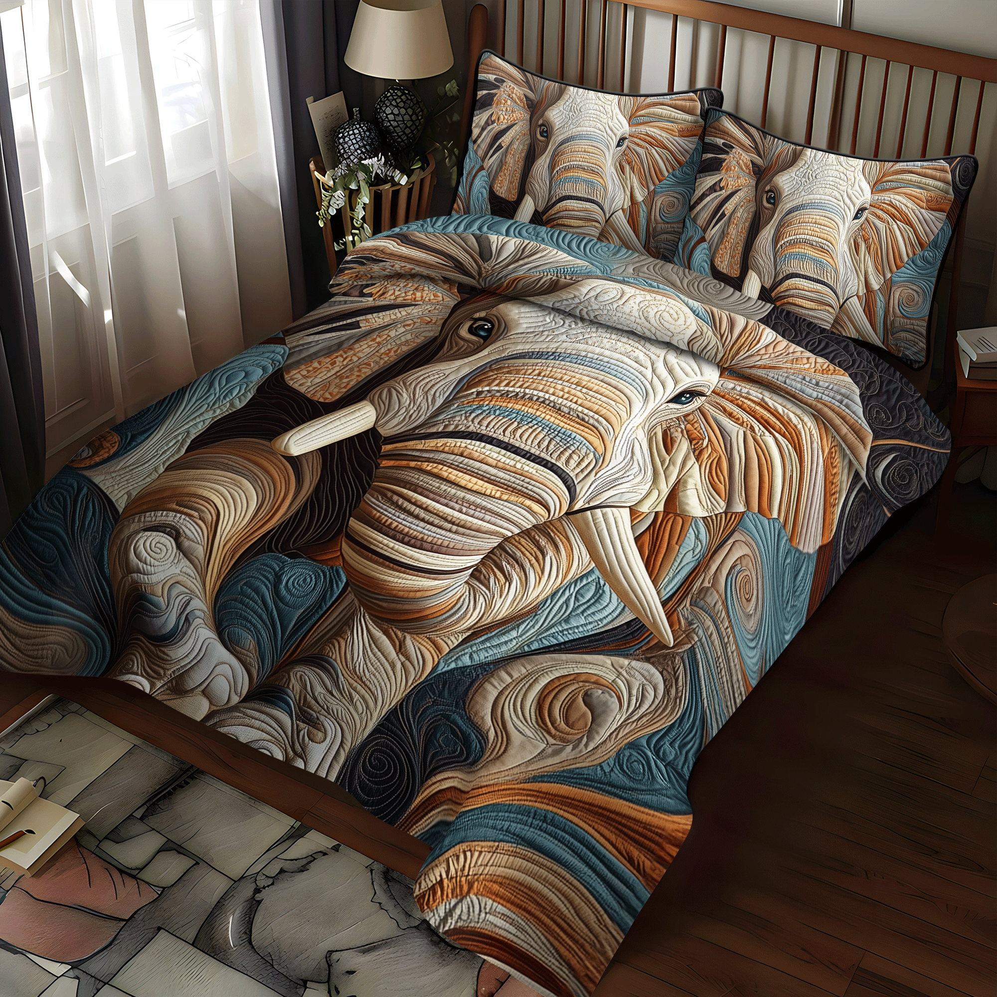 Elephant Grace Quilted Bedding Set Bed Sheet Set Elephant Gifts For Him