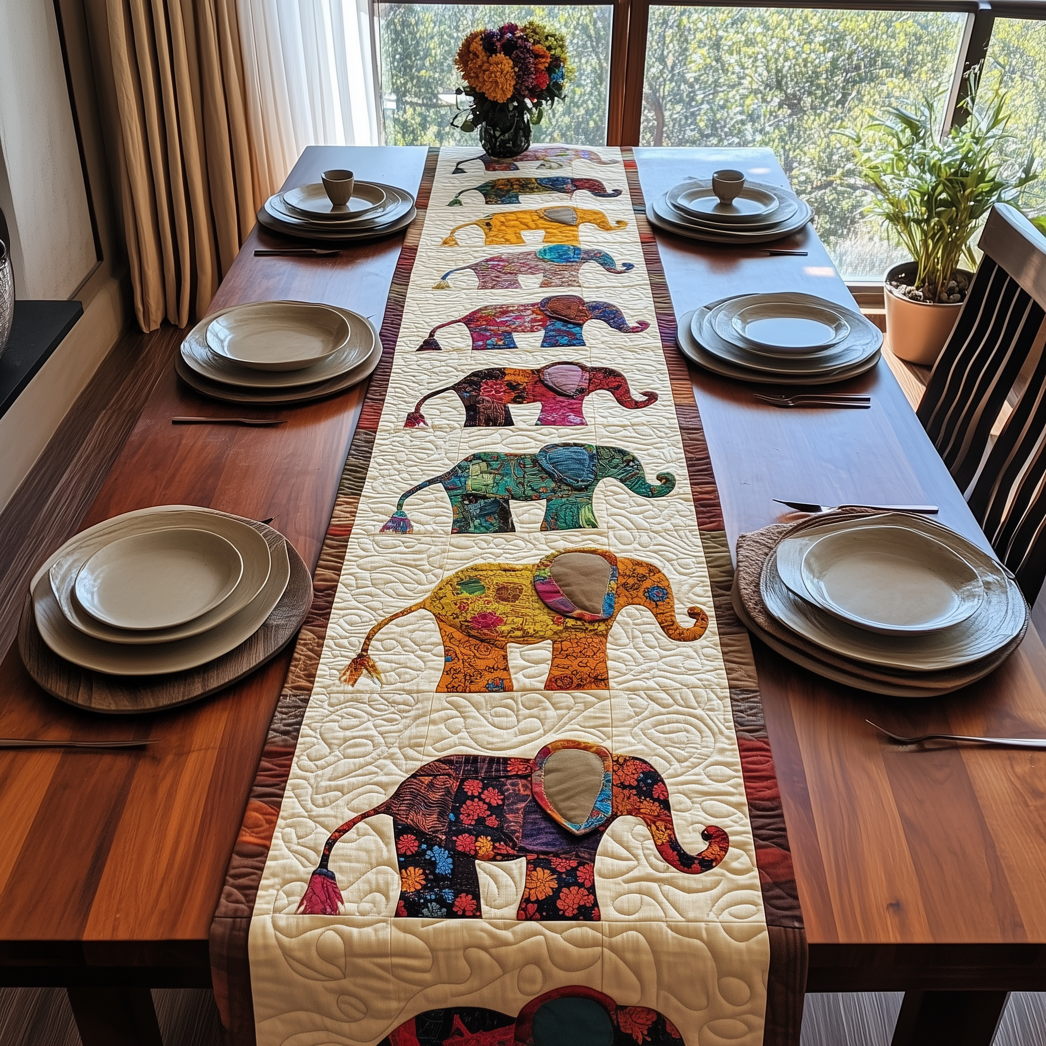 Elephant Parade Quilted Table Runner Dining Room Table Decor Ideas Gift Ideas For Elephant Lovers