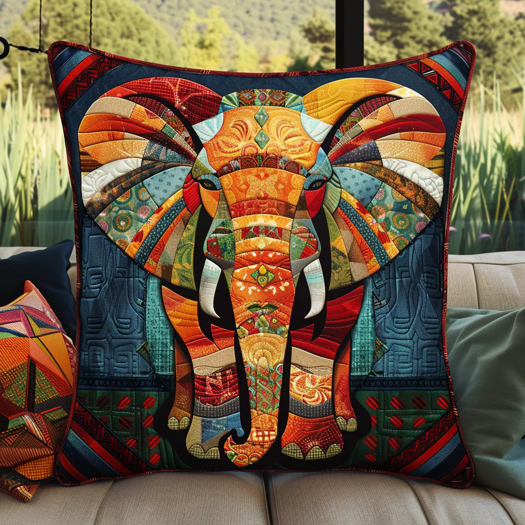 Elephant Rainbow Reverie Quilted Pillow Case Couch Pillow Cover Gifts Idea For Daughter