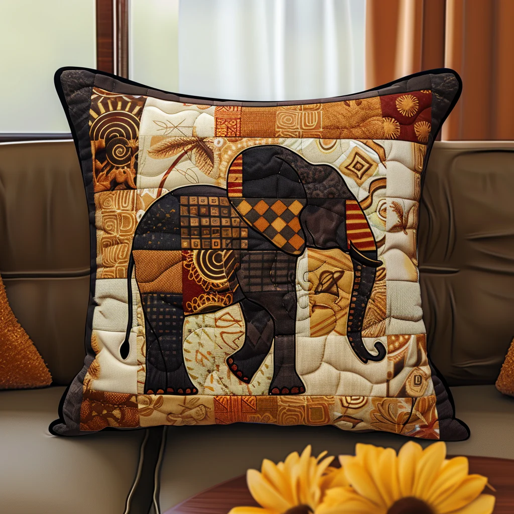 Elephant Regal Rumble Quilted Pillow Case Couch Pillow Cover Gifts Idea For Mom