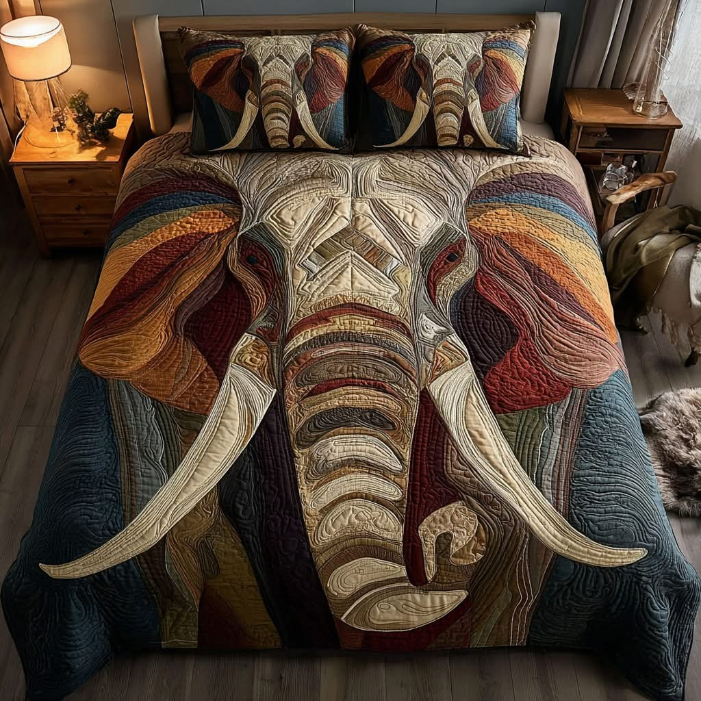 Elephant Savanna Quilted Bedding Set Duvet Cover Bedspread Set Elephant Related Gifts