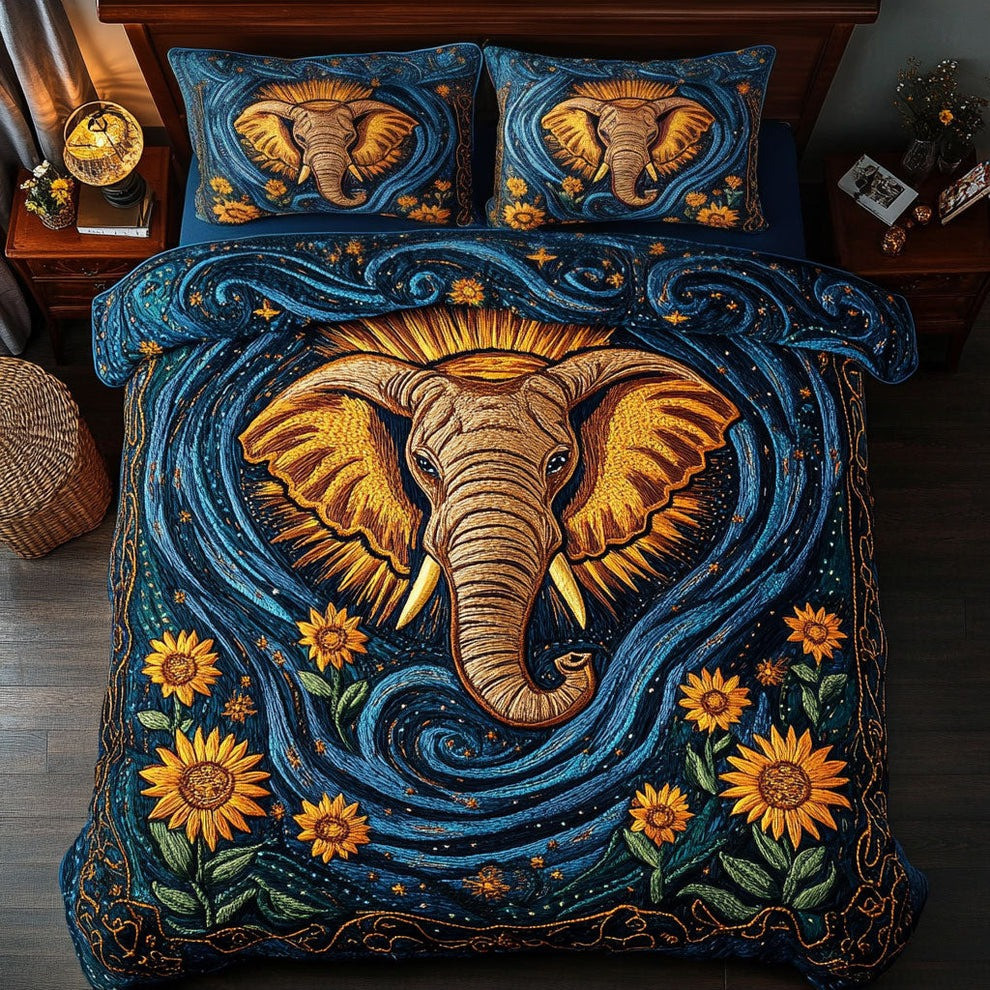 Elephant Spirit Quilted Bedding Set Duvet Cover Set Unique Elephant Themed Gifts