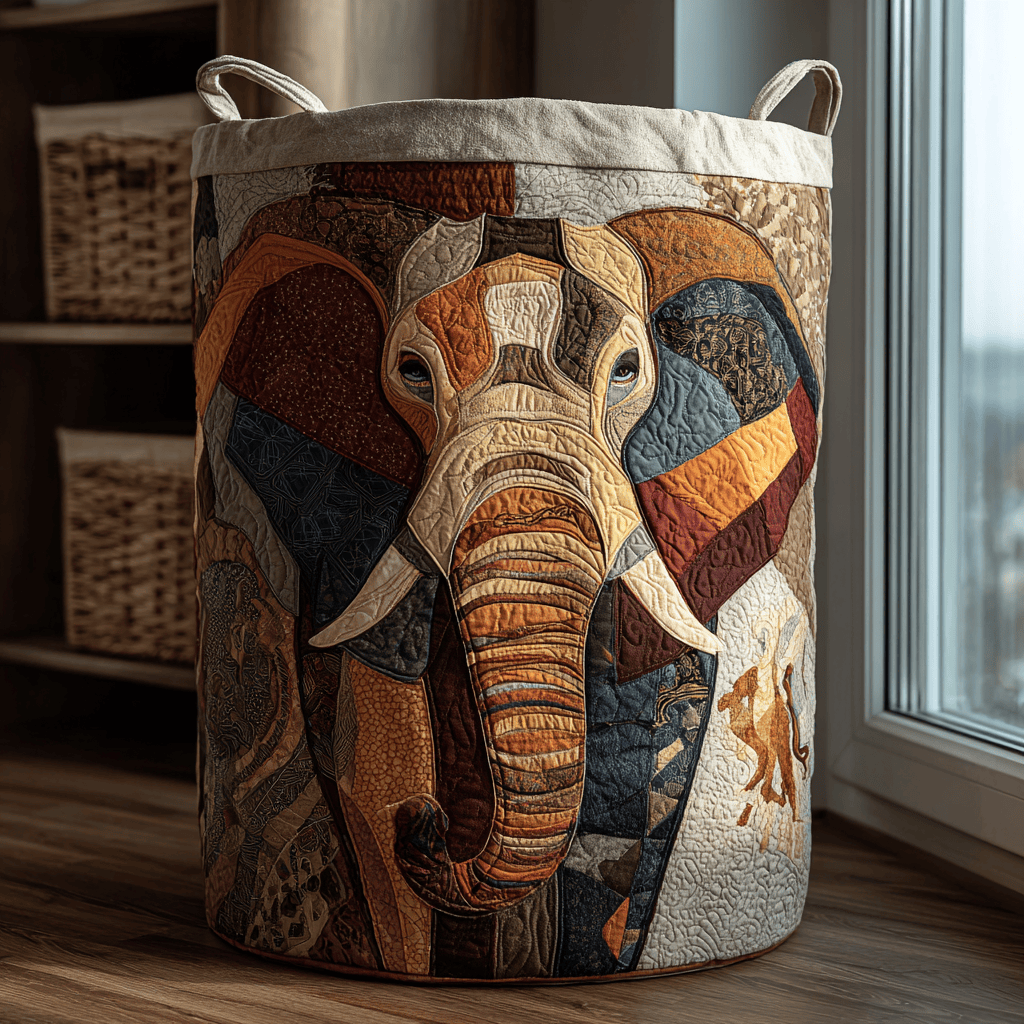 Elephant Spirit Quilted Laundry Basket Unique Laundry Basket Cute Elephant Presents