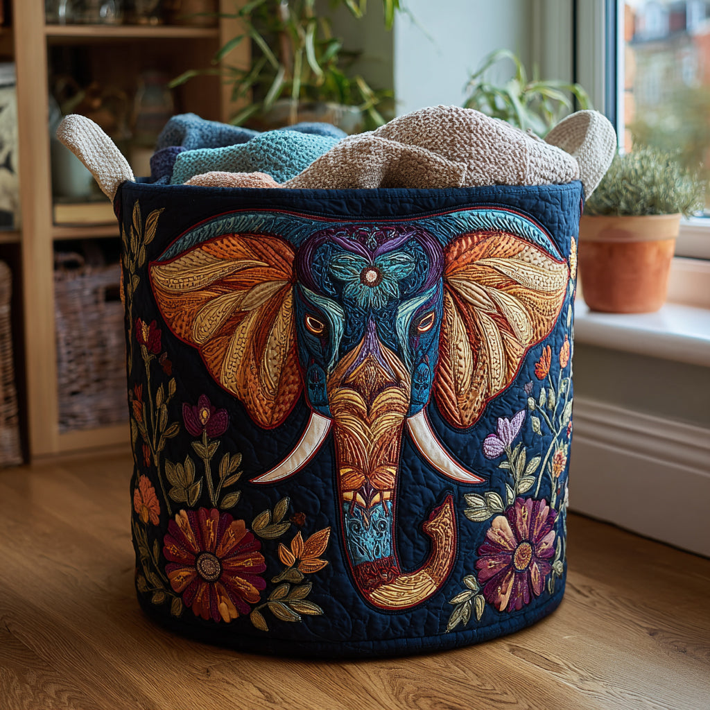 Elephant Vista Quilted Laundry Basket Dirty Laundry Basket Gifts For People Love Elephant