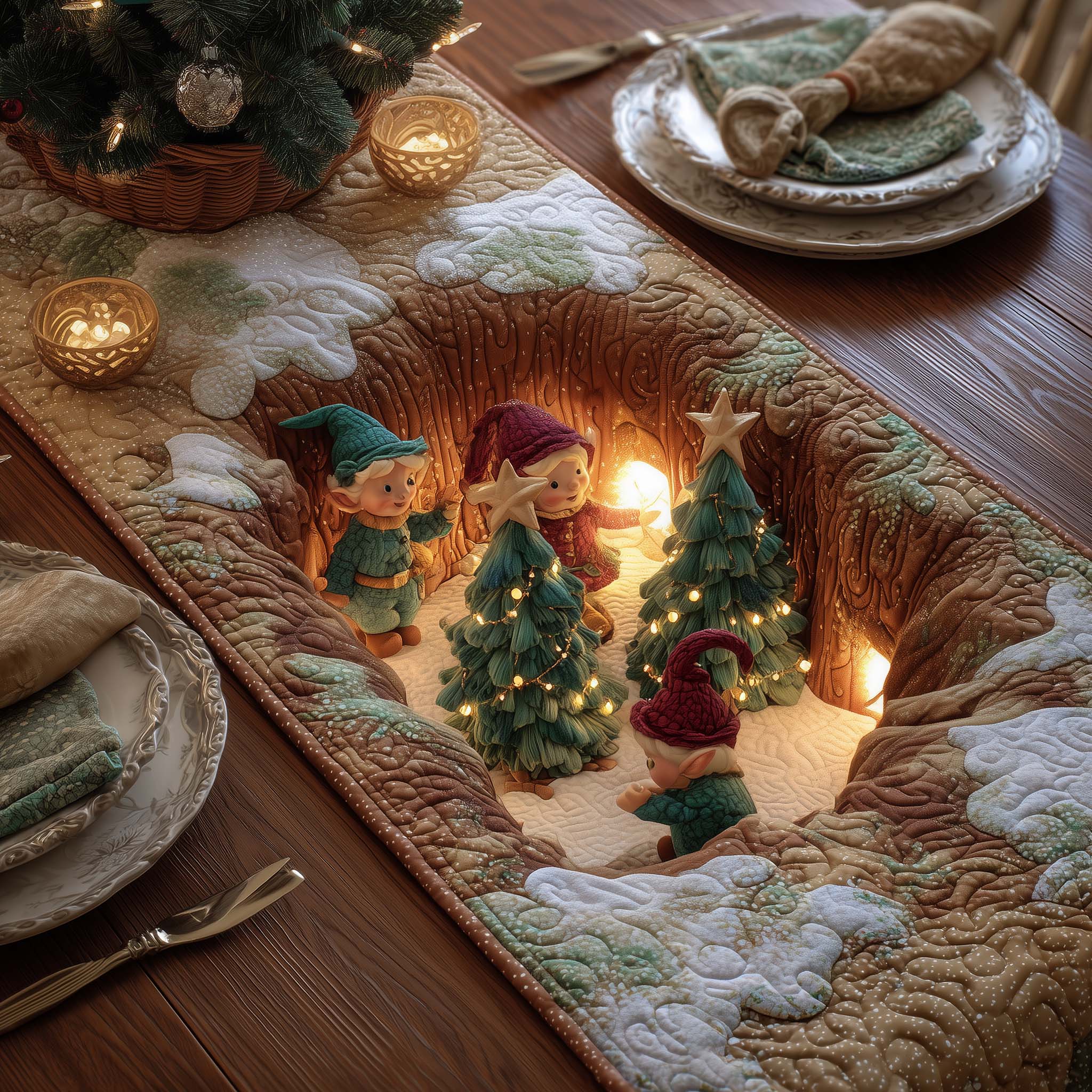 Elf Crafting Quilted Table Runner Elegant Christmas Table Runners Christmas Gift Ideas For Her