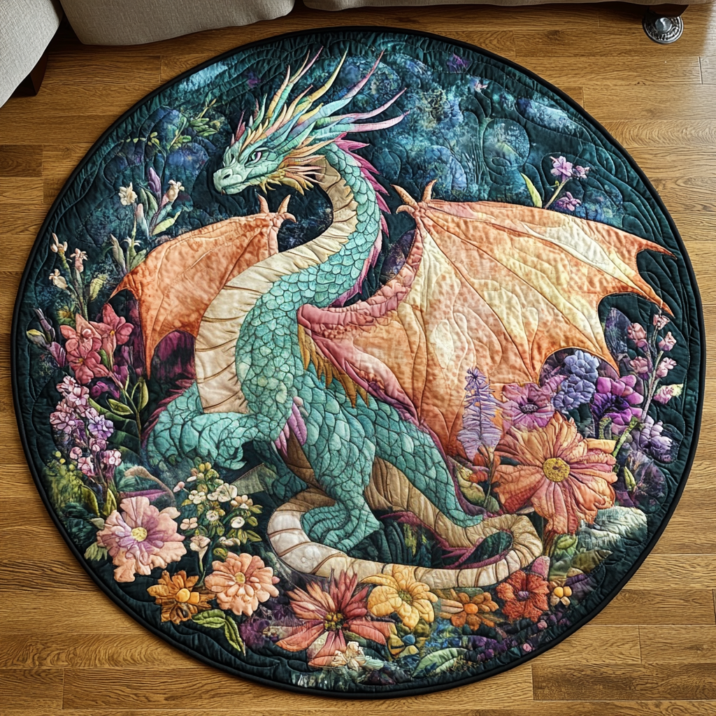 Ember Wings Quilted Round Mat Living Area Decor Ideas Dragon Gifts For Him