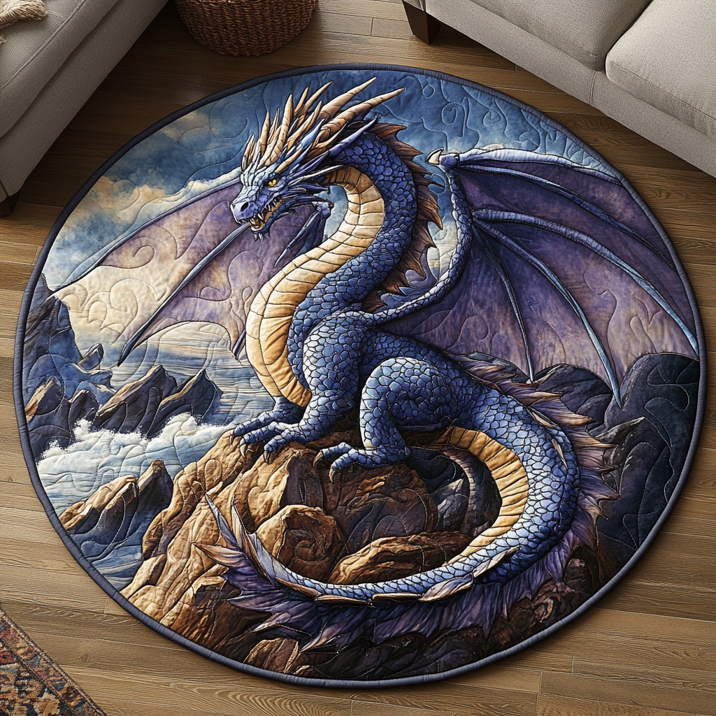 Emberwing Quilted Round Mat Living Room Design Gift For Dragon Lover
