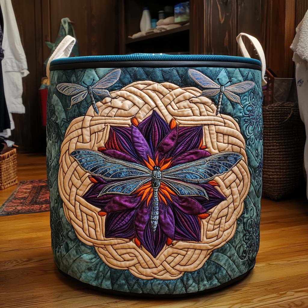 Emerald Dragonfly Quilted Laundry Basket Clothes Hamper Unique Dragonfly Gifts