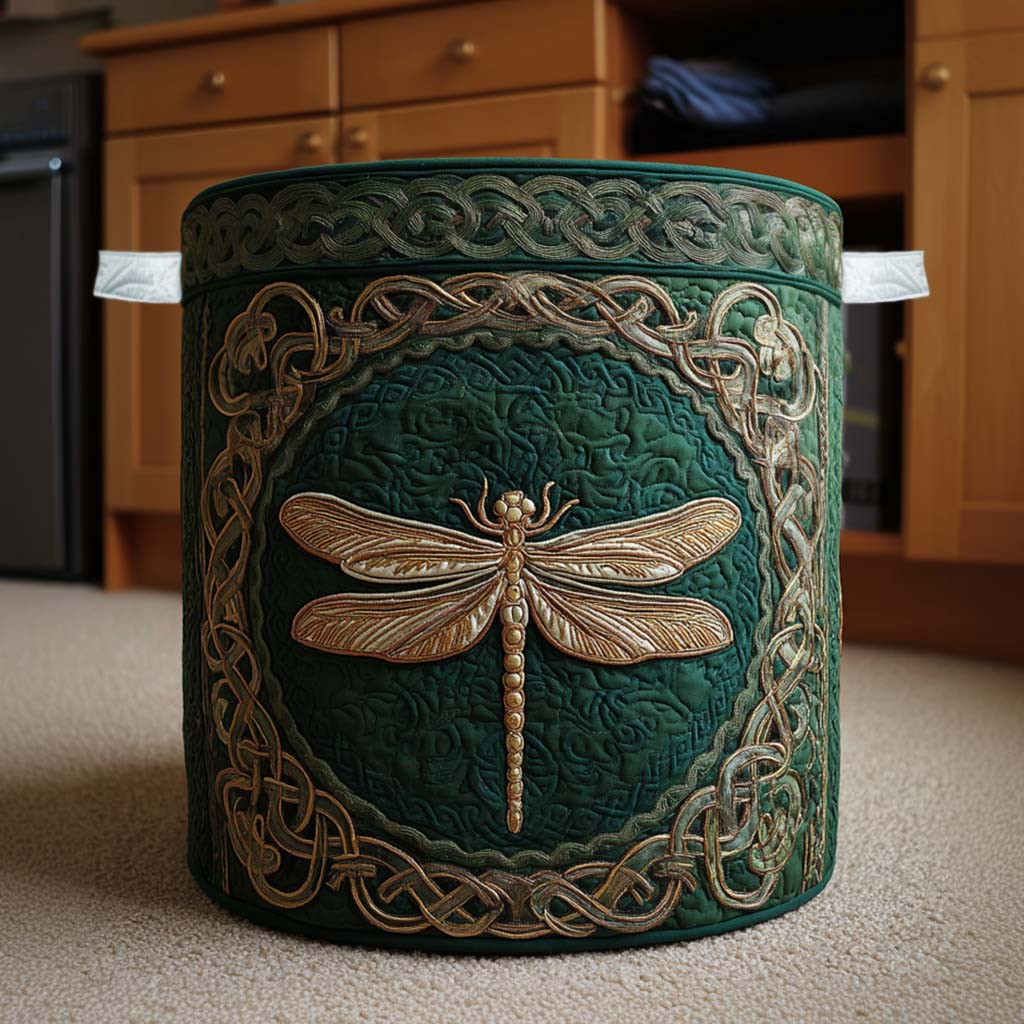 Emerald Dragonfly Quilted Laundry Basket Laundry Hamper Dragonfly Themed Gifts