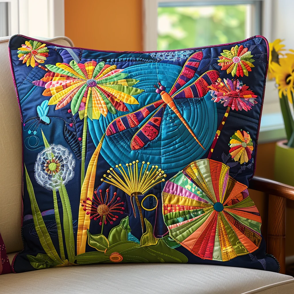 Emerald Glide Quilted Pillow Case Living Room Pillow Cover Present For Best Friend