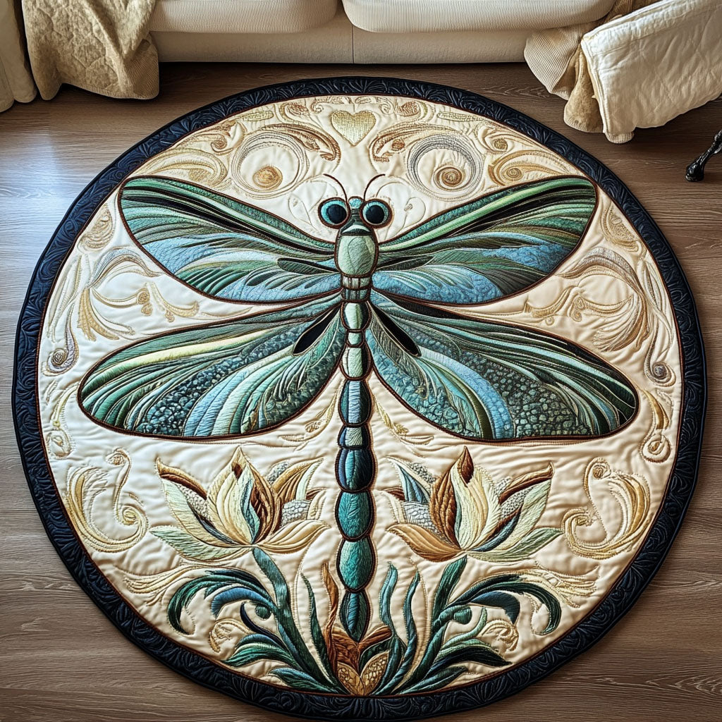 Emerald Grace Quilted Round Mat Room Decor Dragon Themed Gifts