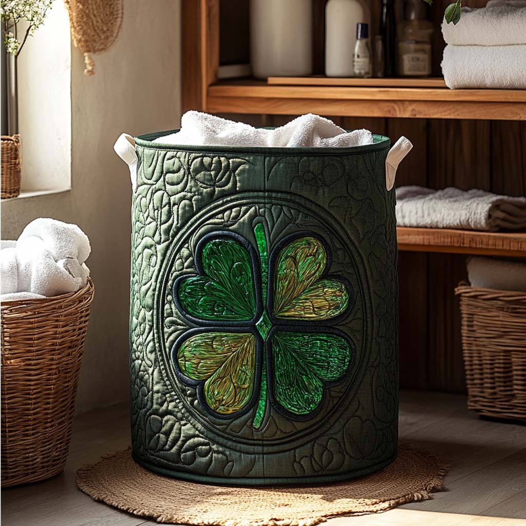 Emerald Luck Quilted Laundry Basket Foldable Laundry Basket Irish Presents