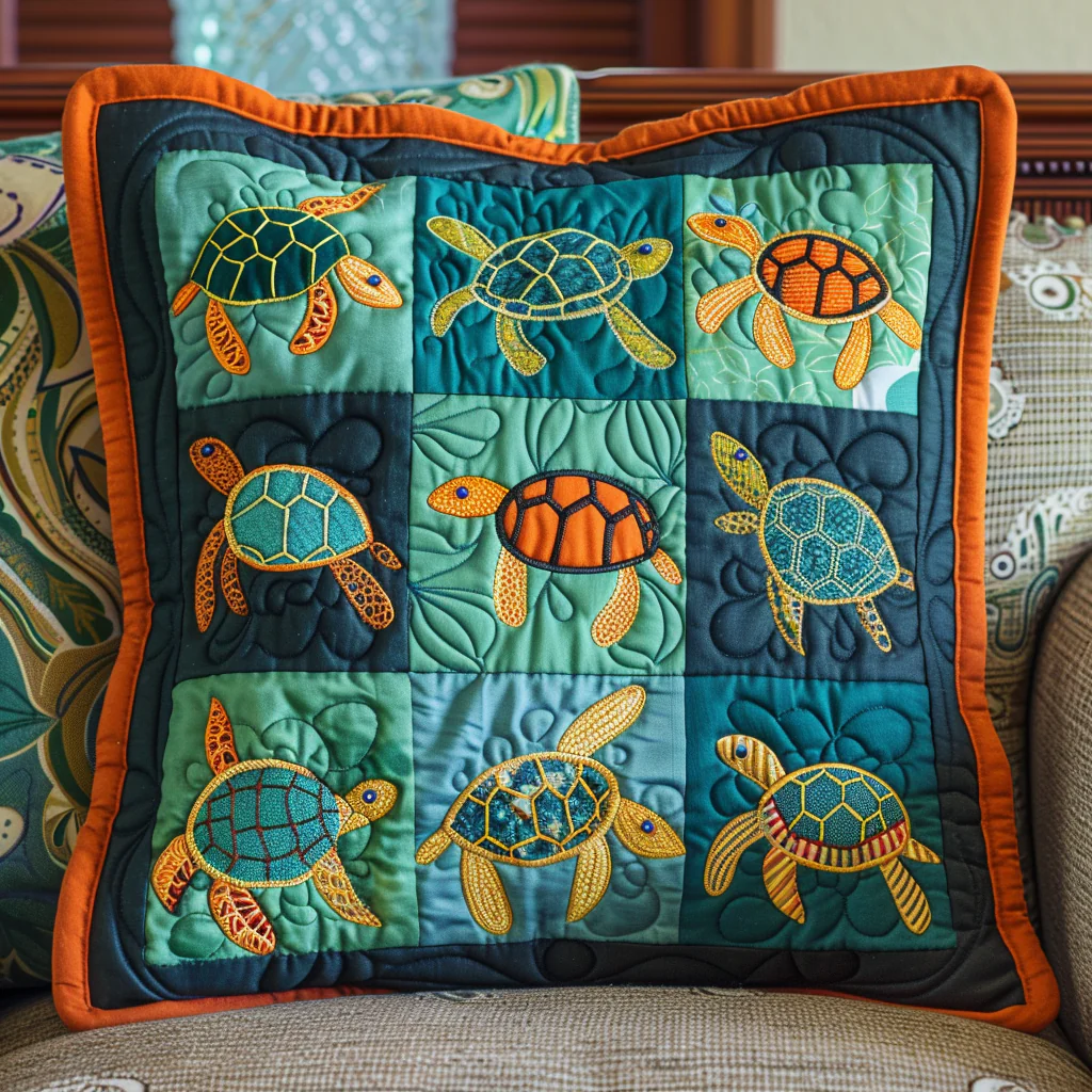 Emerald Odyssey Quilted Pillow Case Living Room Pillow Cover Present For Friend