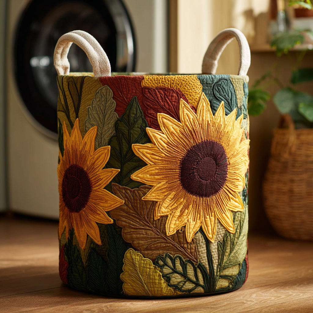 Emerald Sunflower Quilted Laundry Basket Coolest Laundry Baskets Mother Present Ideas