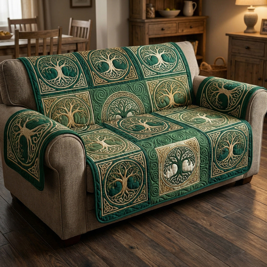 Emerald Tree Life Quilted Sofa Cover Furniture Covers For Sofas Tree Of Life Gifts Father'S Day