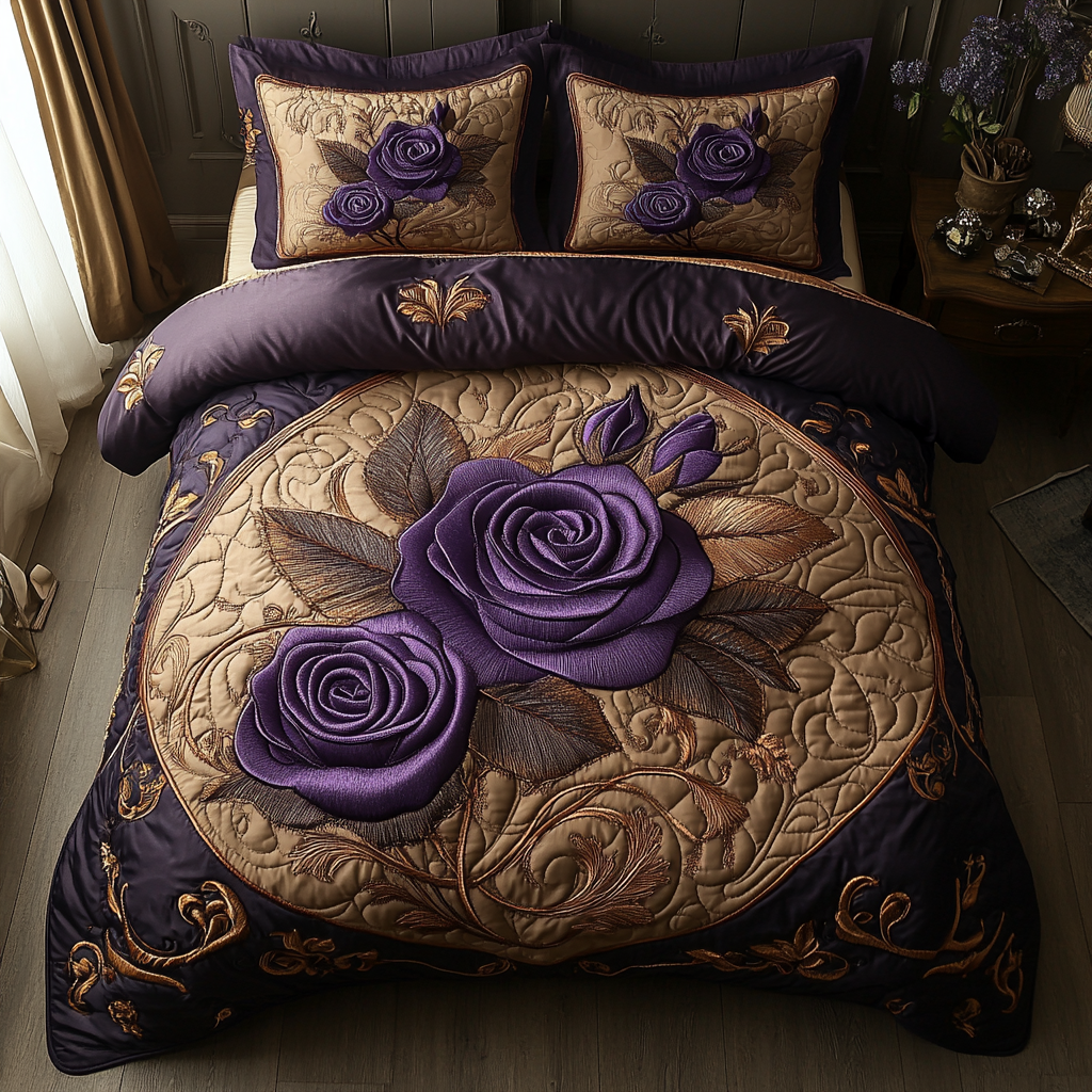 Enchanted Amethyst Quilted Bedding Set Bed Room Decoration Unique Gifts For Mom