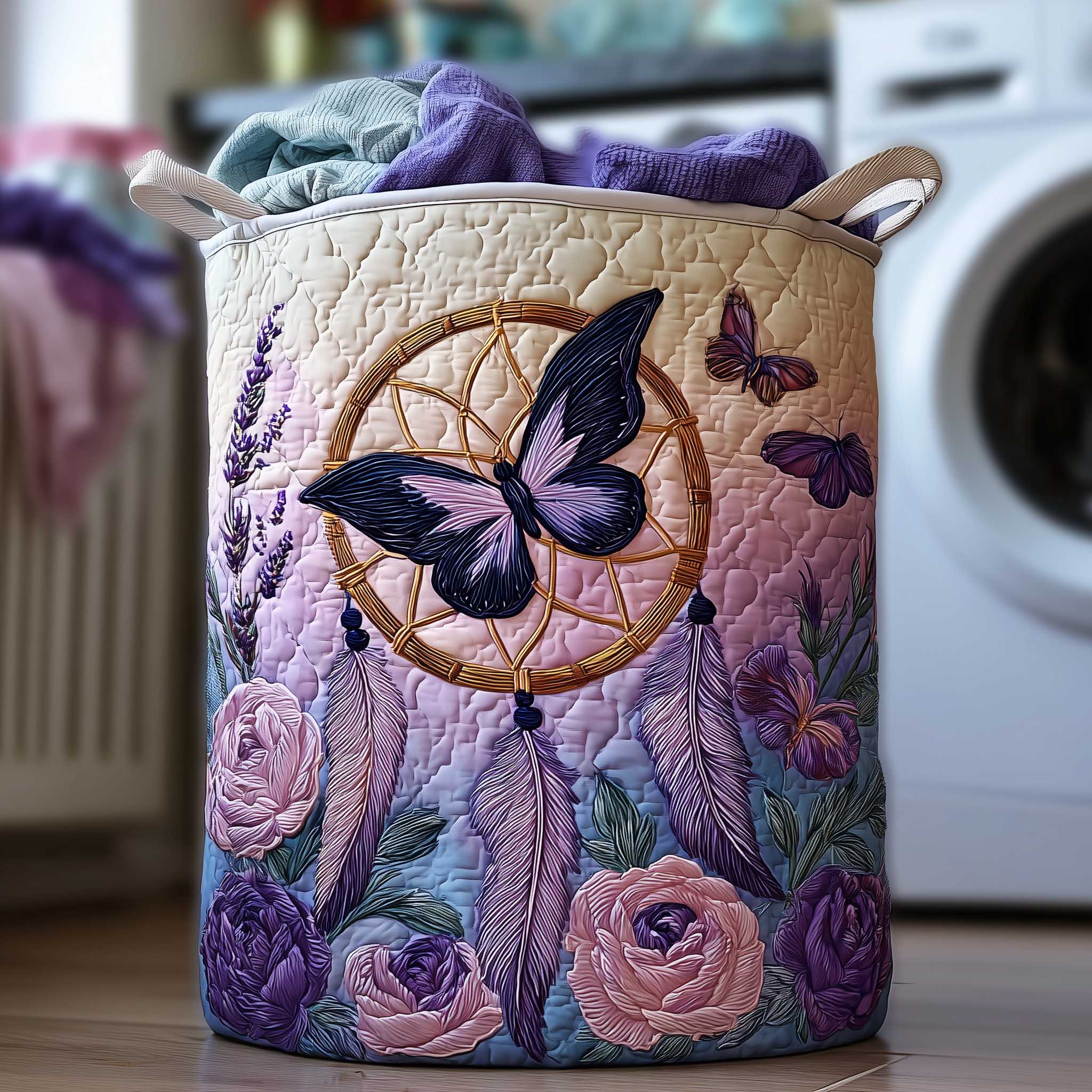 Enchanted Butterfly Quilted Laundry Basket Biggest Laundry Basket Daughter In Law Xmas Gifts