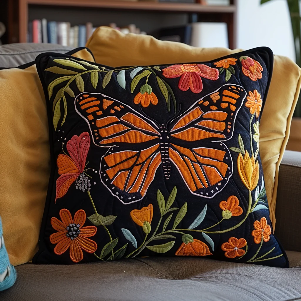 Enchanted Butterfly Quilted Pillow Case Living Room Pillow Cover Present For Him