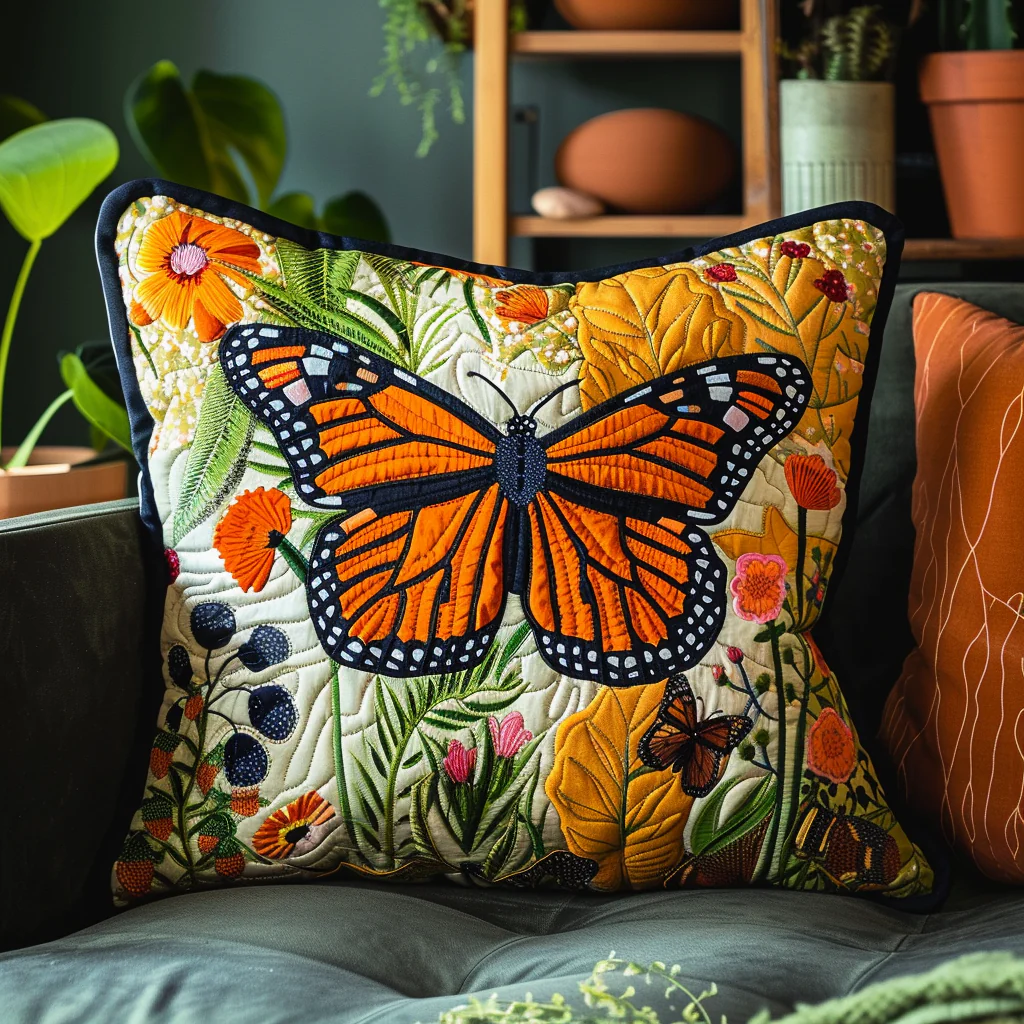 Enchanted Butterfly Quilted Pillow Case Living Room Pillow Cover Present For WOmen