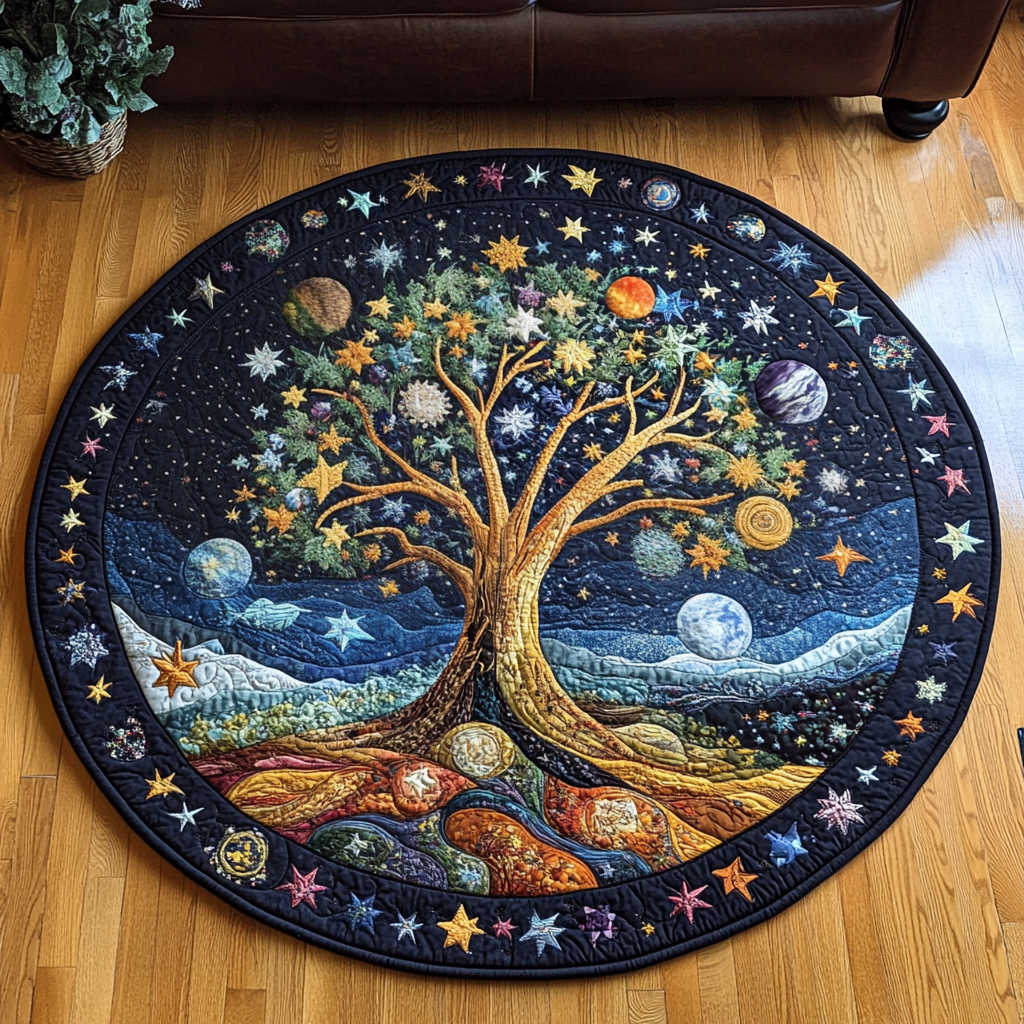 Enchanted Canopy Quilted Round Mat Round Kitchen Carpet Tree Of Life Gifts For Women