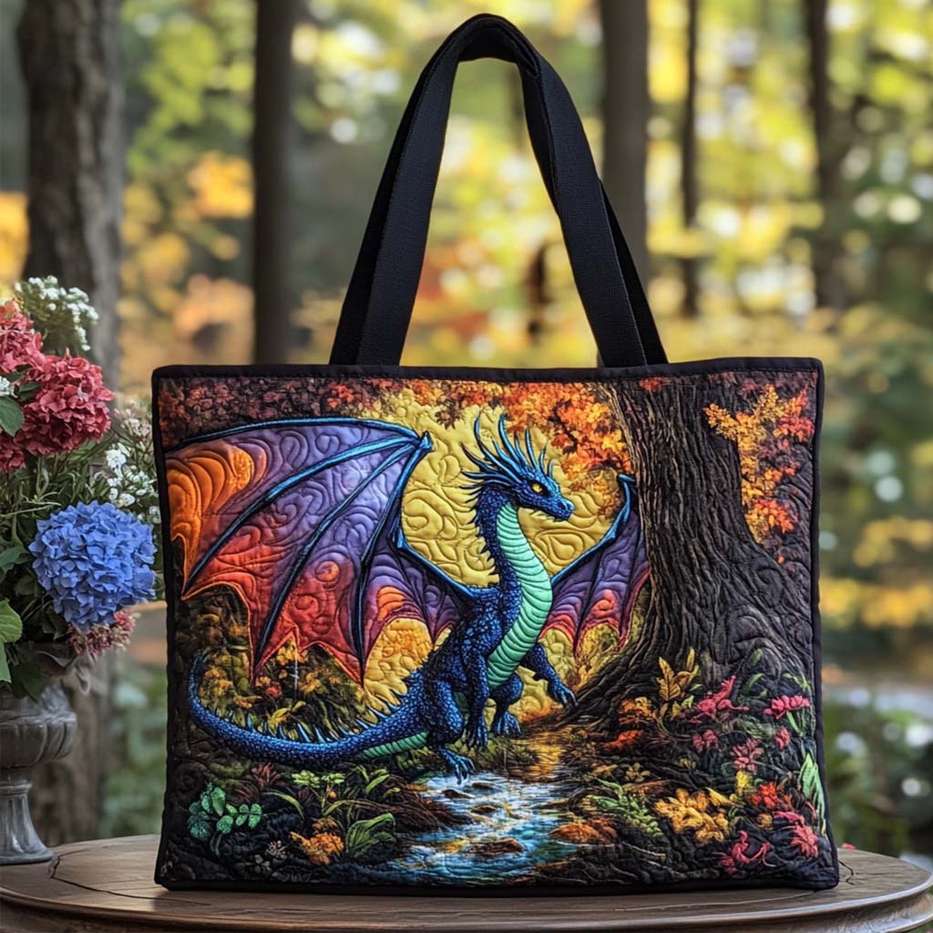 Enchanted Dragon Tale Quilted Tote Bag Trendy Bags For Women Mother's Day Gifts For Mom