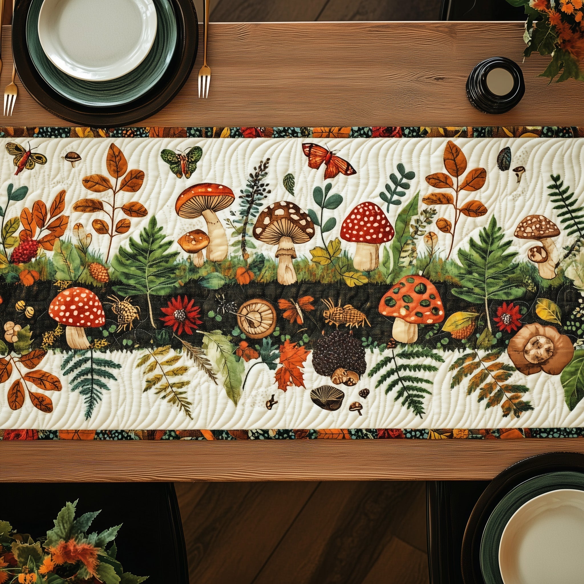 Enchanted Forest Floor Quilted Table Runner Dining Table Decor Special Gifts From Dad To Daughter
