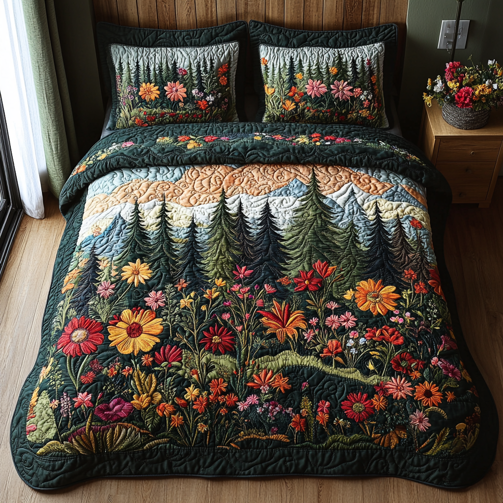 Enchanted Forest Quilted Bedding Set Best Bedspread Set Mother' Day Special Gifts