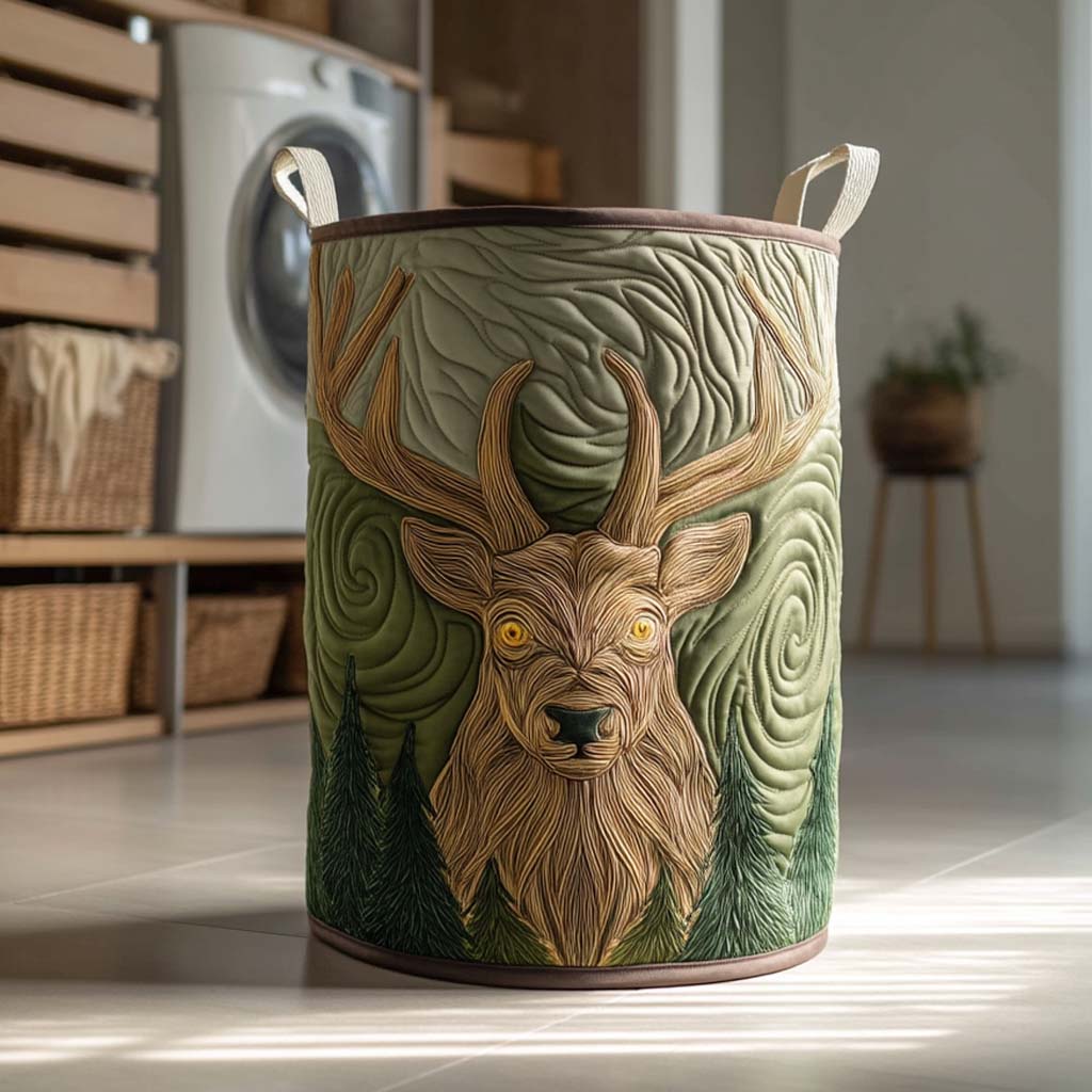 Enchanted Forest Stag Quilted Laundry Basket Hamper Basket Funny Father's Day Gifts