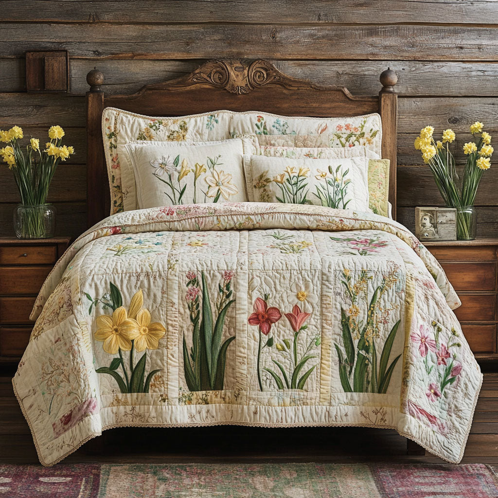Enchanted Garden Quilted Bedding Set Cute Bedsheets Mother's Day Delivery Gifts