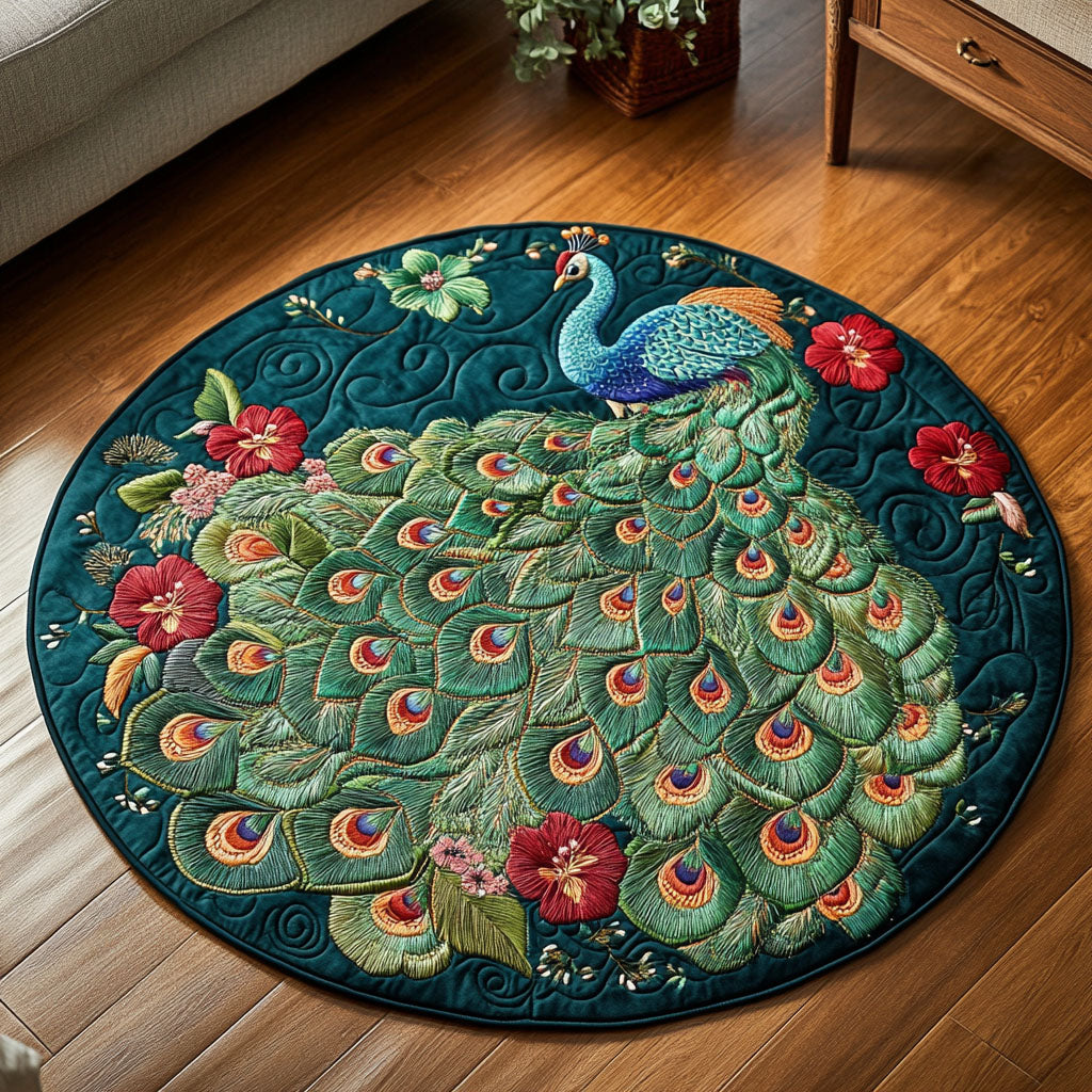 Enchanted Garden Quilted Round Mat Round Rugs Indoor Best Father's Day Gifts For Grandpa