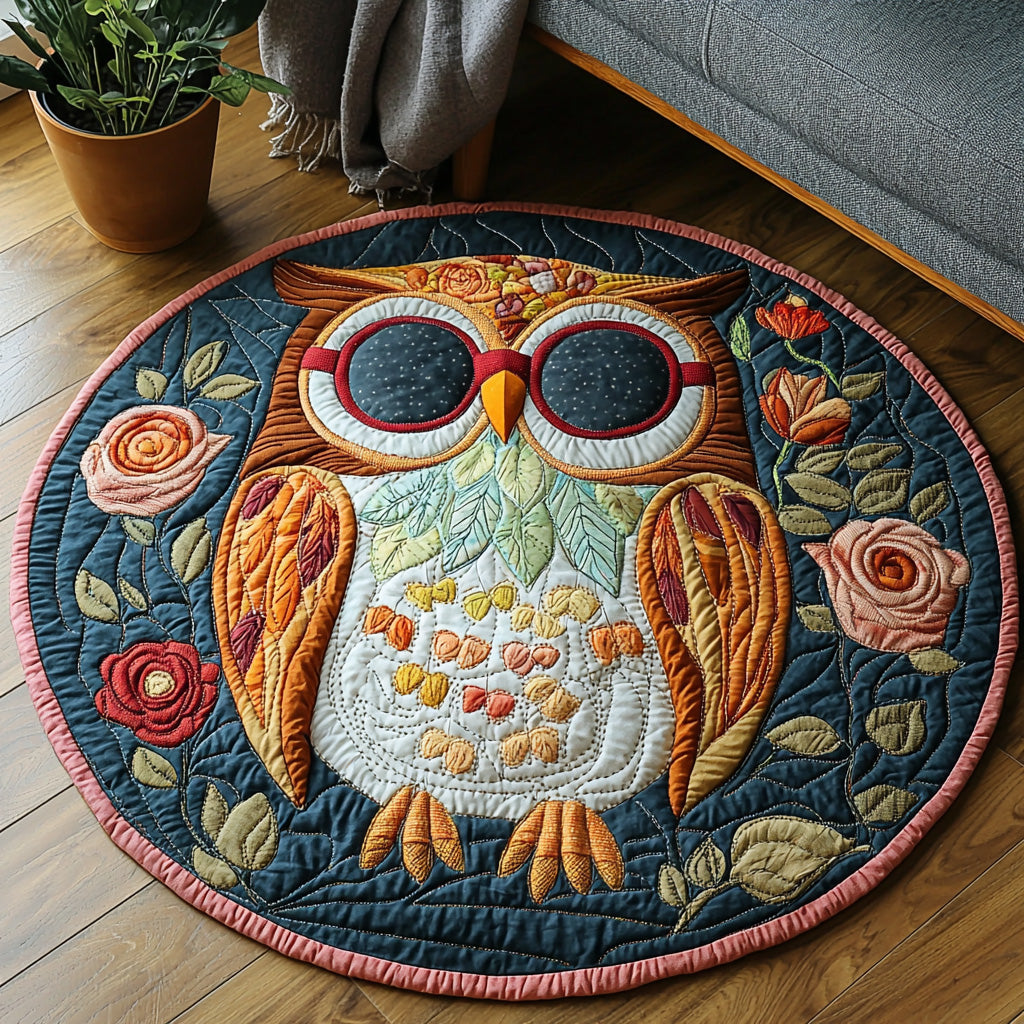 Enchanted Hoot Quilted Round Mat Rug With Circles Best Father's Day Gifts For Husband