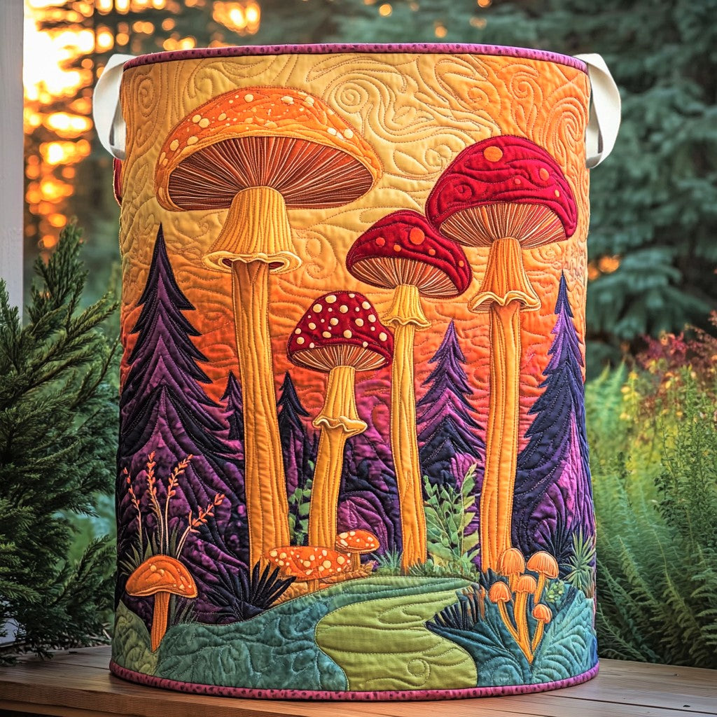 Enchanted Mushroom Quilted Laundry Basket Best Modern Laundry Hamper Gift For Women
