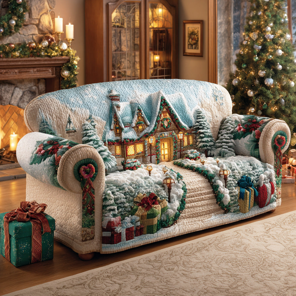 Enchanted Noel Forest Quilted Sofa Cover Christmas Couch Decor Christmas Presents For Mom