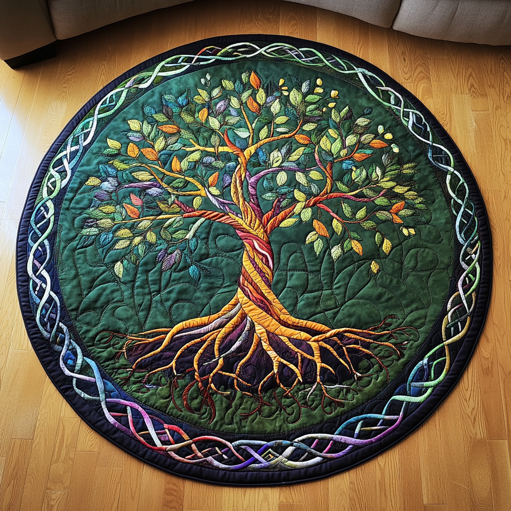 Enchanted Roots Quilted Round Mat Circle Mat Tree Of Life Gifts Mother'S Day