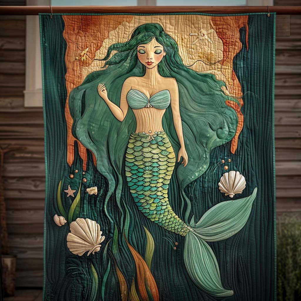 Enchanted Sea Maiden Quilted Blanket Bed Room Decoration Gift For Mermaid Lover