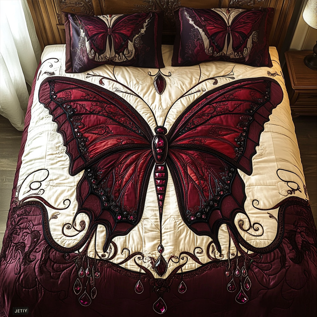 Enchanted Wings Quilted Bedding Set Best King Sheets Butterfly Gift Ideas For Lovers